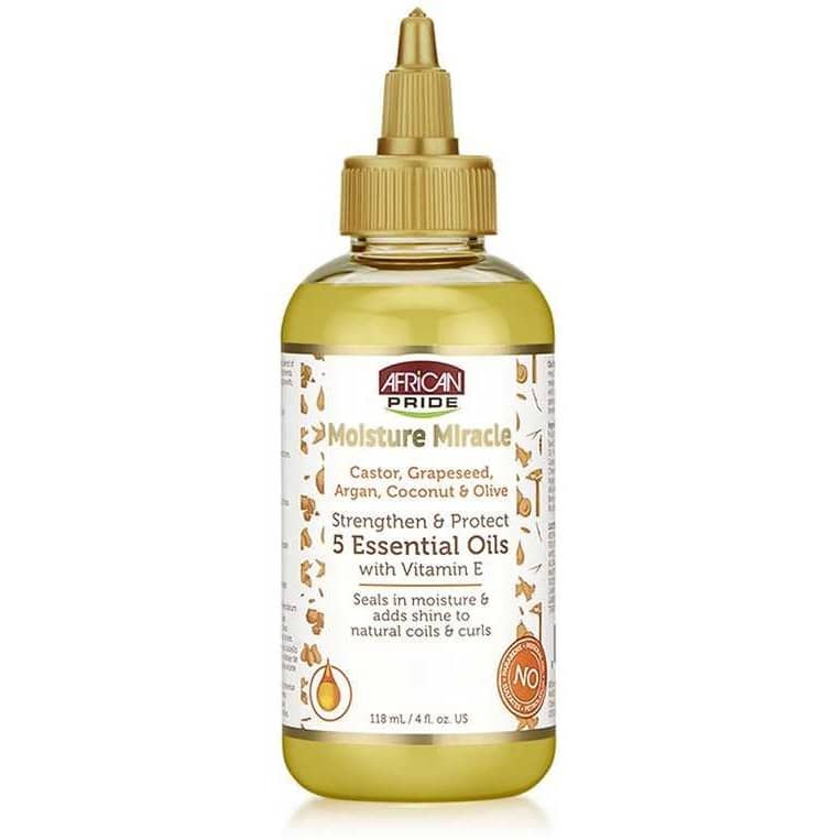 روغن تقویت کننده مو آفریکن پراید مدل Moisture Miracle 5 Essential Oils