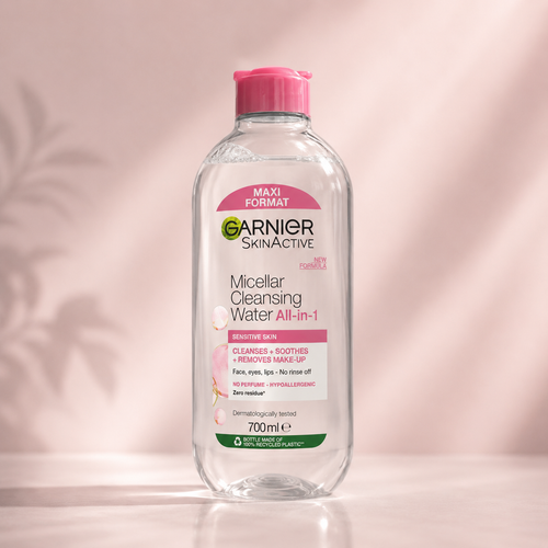 میسلار واتر گارنیه SkinActive All-in-1 پوست حساس 700 میلیلیتر میسلار واتر گارنیه SkinActive All-in-1 Sensitive Skin یک پاککننده ملایم و چندمنظوره است که برای پاک کردن آرایش، آلودگیها، چربی اضافی و ذرات باقیمانده روی پوست طراحی شده است. این محصول بدون نیاز به آبکشی، پوست را تمیز، شاداب و نرم میکند و به دلیل فرمولاسیون بدون عطر و هیپوآلرژنیک، برای پوستهای حساس نیز مناسب است
