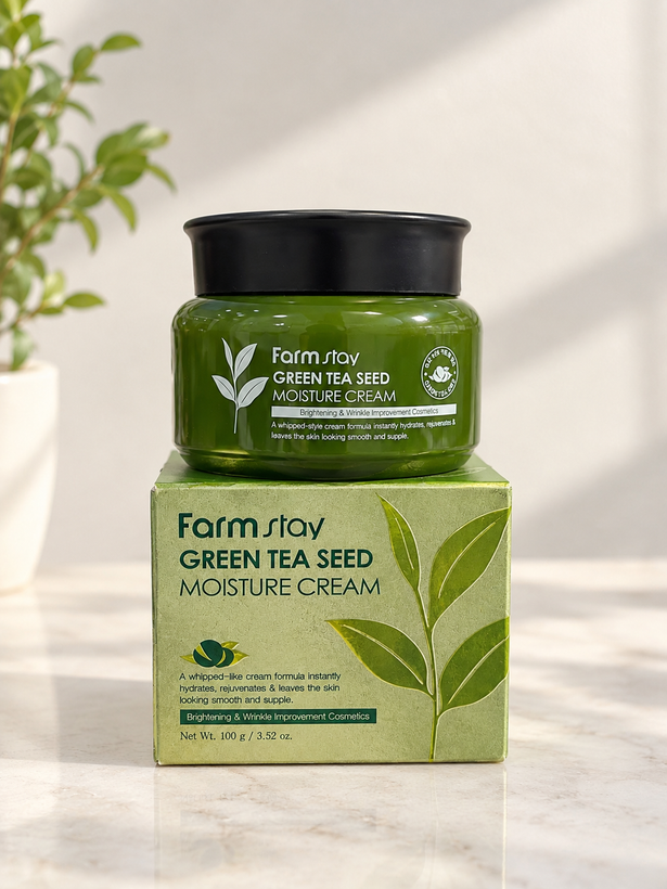 کرم مرطوبکننده دانه چای سبز فارماستی Farmstay Green Tea Seed Moisture Cream حجم ۱۰۰ گرم